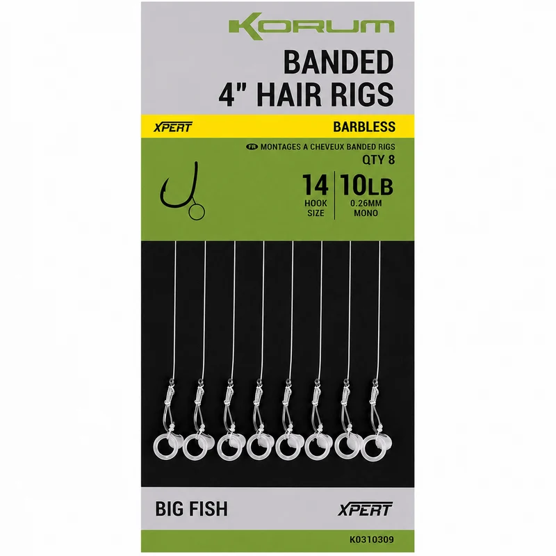 Banded Hair Rigs Barbless – 10 en 38 cm Onderlijnen met Bait Band en zonder Weerhaak 💰