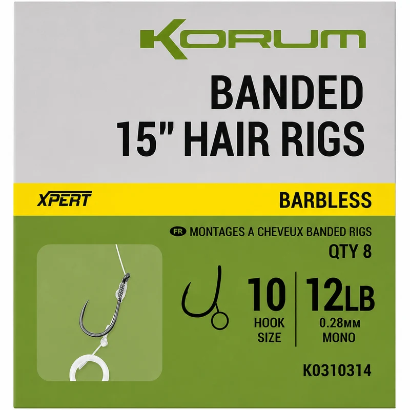 Banded Hair Rigs Barbless – 10 en 38 cm Onderlijnen met Bait Band en zonder Weerhaak 💰