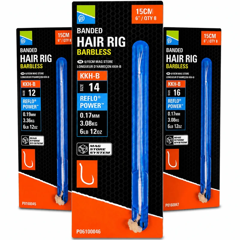 KKH-B Banded Hair Rig 6” – 15 cm Onderlijnen met Bait Band en zonder Weerhaak
