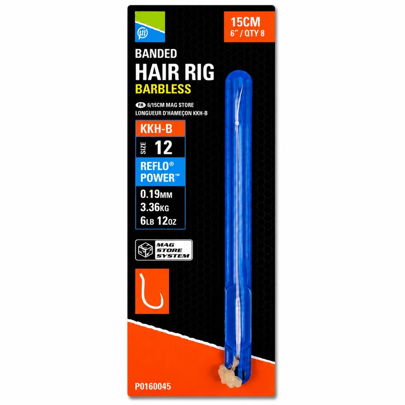 KKH-B Banded Hair Rig 6” – 15 cm Onderlijnen met Bait Band en zonder Weerhaak