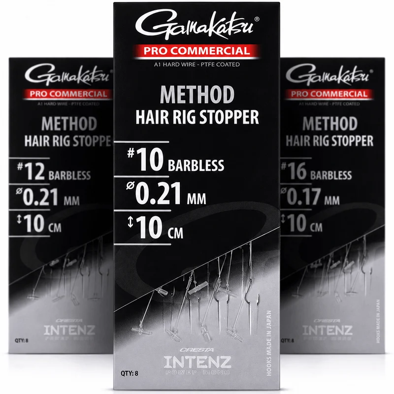Pro Commercial Method Hair Rig Stop Barbless – 10 cm Onderlijnen met Stop en zonder Weerhaak 🎁
