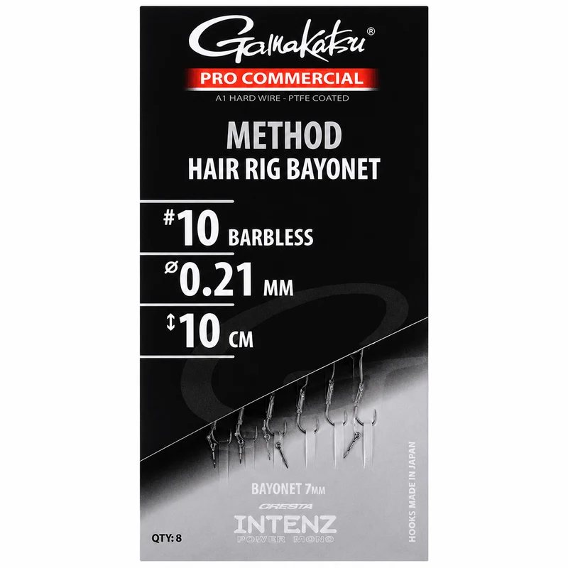 Pro Commercial Method Hair Rig Bayonet Barbless – 10 cm Onderlijnen met Bayonet en zonder Weerhaak