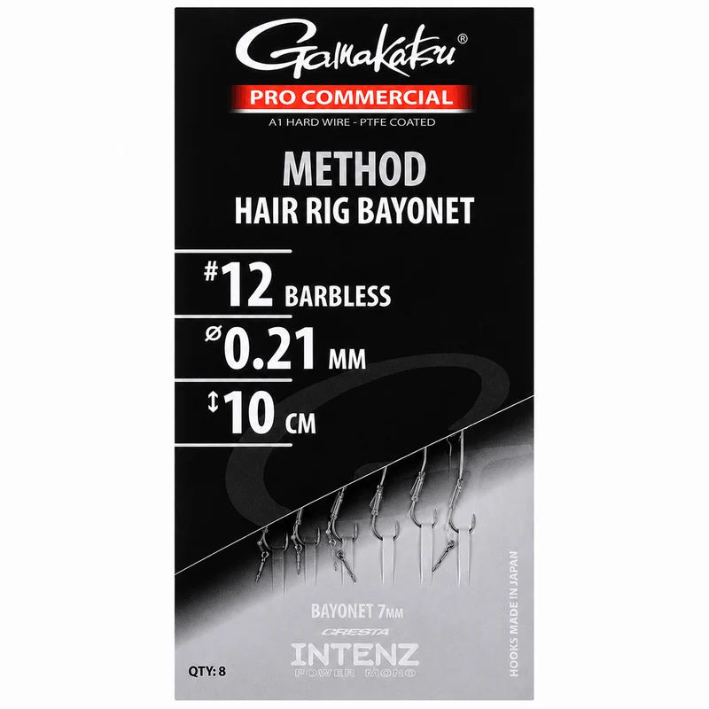 Pro Commercial Method Hair Rig Bayonet Barbless – 10 cm Onderlijnen met Bayonet en zonder Weerhaak