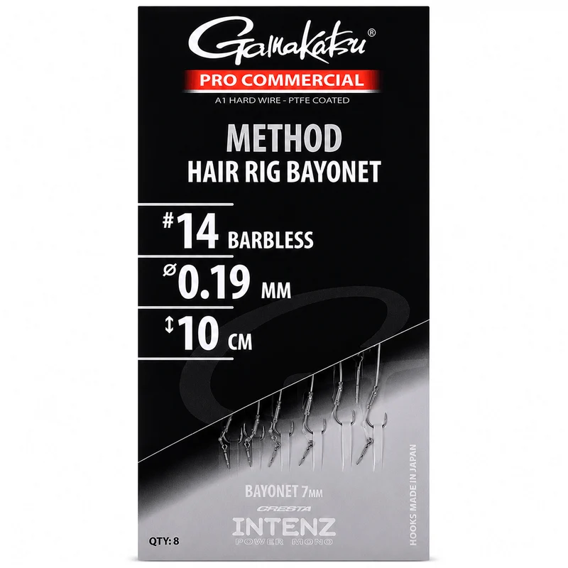 Pro Commercial Method Hair Rig Bayonet Barbless – 10 cm Onderlijnen met Bayonet en zonder Weerhaak