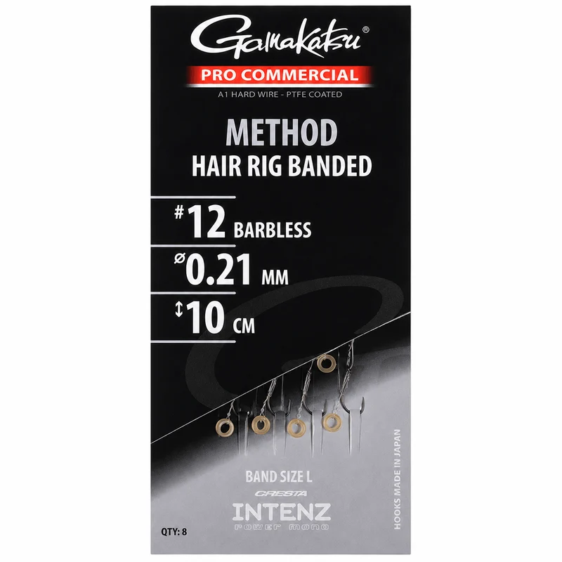 Pro Commercial Method Hair Rig Banded Barbless – 10 cm Onderlijnen met Bait Band en zonder Weerhaak