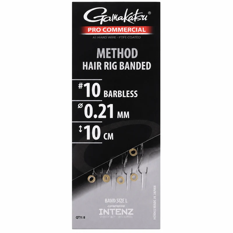 Pro Commercial Method Hair Rig Banded Barbless – 10 cm Onderlijnen met Bait Band en zonder Weerhaak