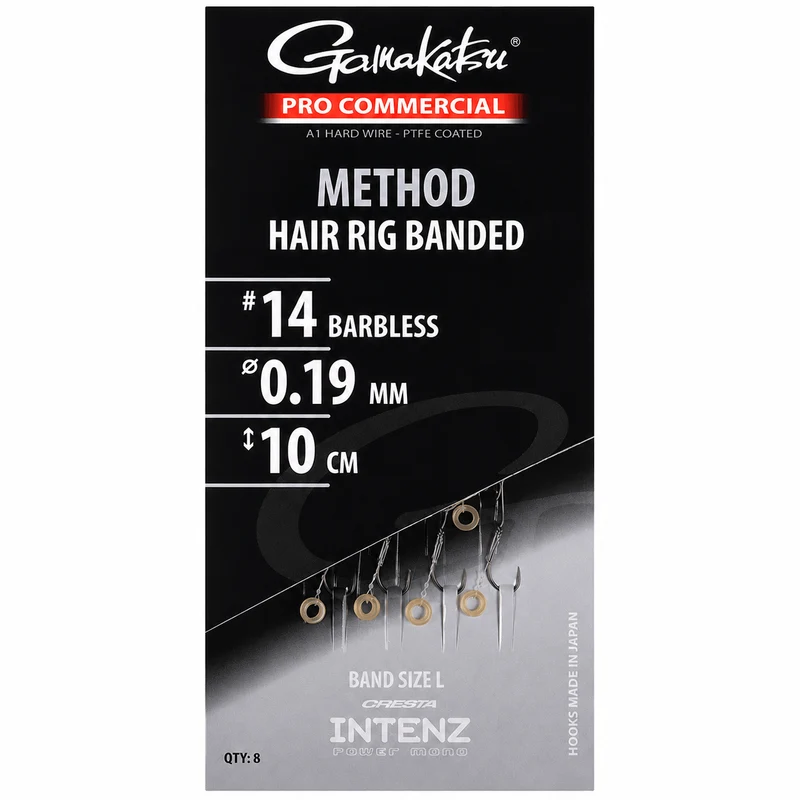Pro Commercial Method Hair Rig Banded Barbless – 10 cm Onderlijnen met Bait Band en zonder Weerhaak