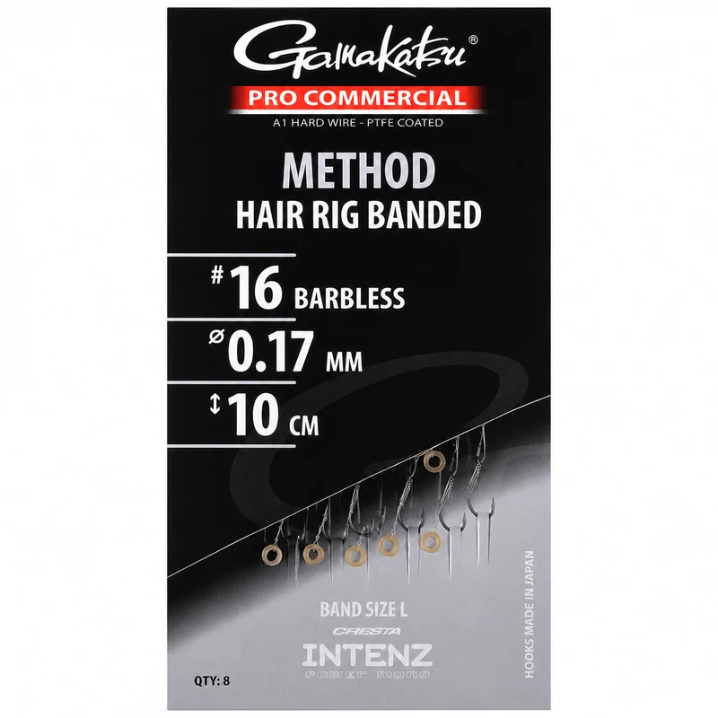 Pro Commercial Method Hair Rig Banded Barbless – 10 cm Onderlijnen met Bait Band en zonder Weerhaak