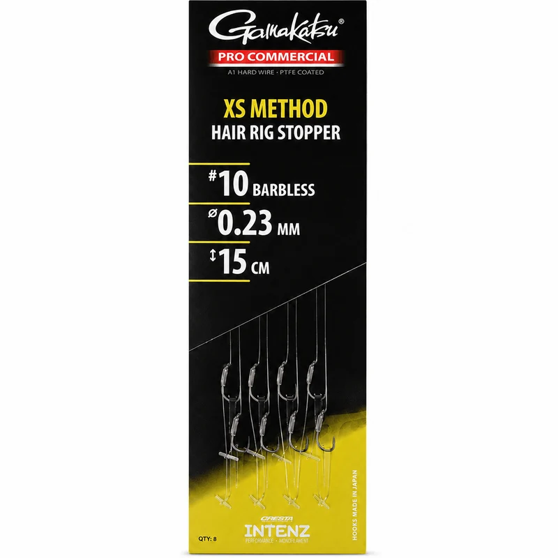 Pro Commercial XS Method Hair Rig Stopper Barbless – 15 cm Onderlijnen met Stop en zonder Weerhaak