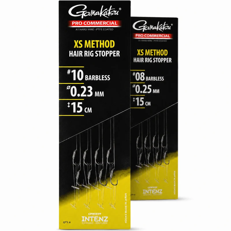Pro Commercial XS Method Hair Rig Stopper Barbless – 15 cm Onderlijnen met Stop en zonder Weerhaak