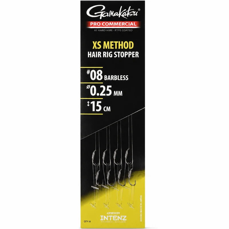 Pro Commercial XS Method Hair Rig Stopper Barbless – 15 cm Onderlijnen met Stop en zonder Weerhaak