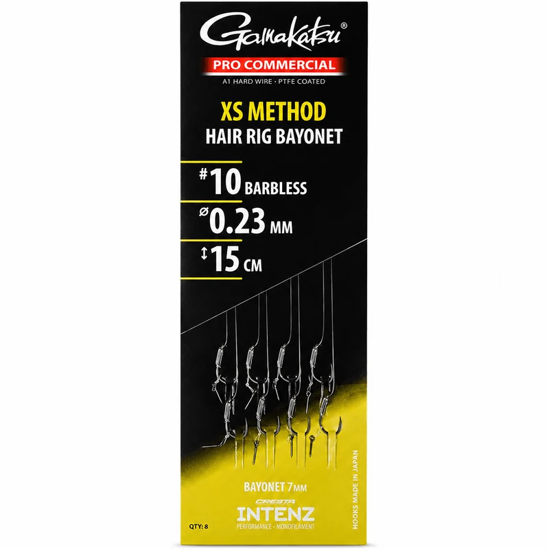 Pro Commercial XS Method Hair Rig Bayonet Barbless – 15 cm Onderlijnen met Bayonet en zonder Weerhaak