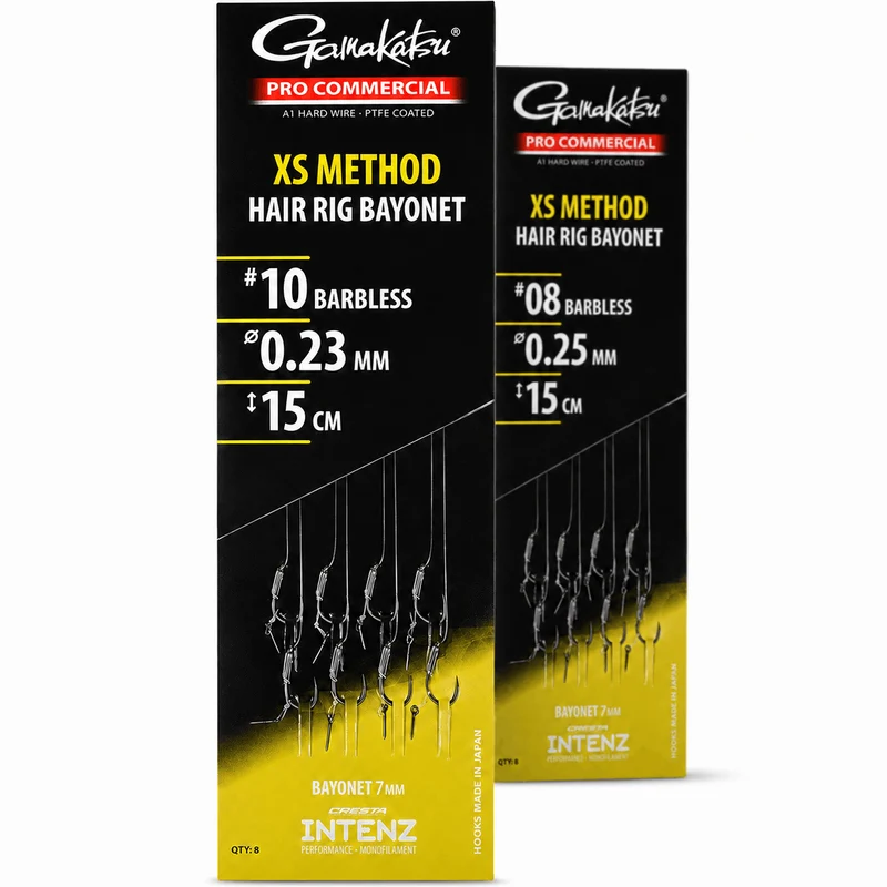 Pro Commercial XS Method Hair Rig Bayonet Barbless – 15 cm Onderlijnen met Bayonet en zonder Weerhaak