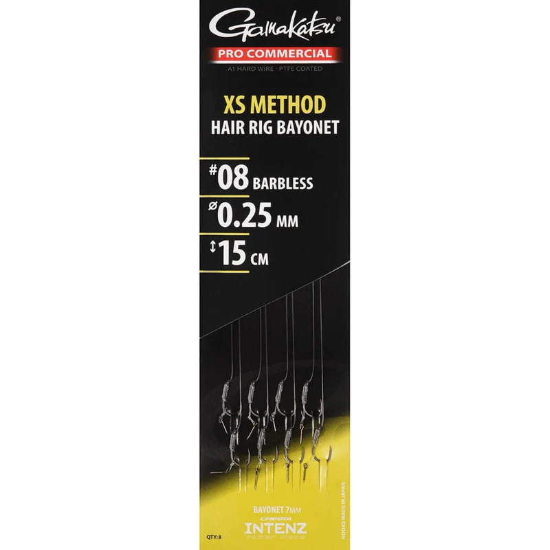 Pro Commercial XS Method Hair Rig Bayonet Barbless – 15 cm Onderlijnen met Bayonet en zonder Weerhaak