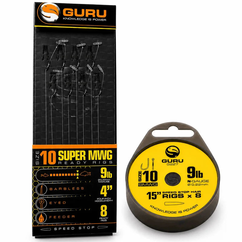 SUPER MWG READY BARBLESS RIGS SPEEDSTOP 4" & 15" – 10 en 38 cm Onderlijnen met Speed Stop en zonder Weerhaak💰