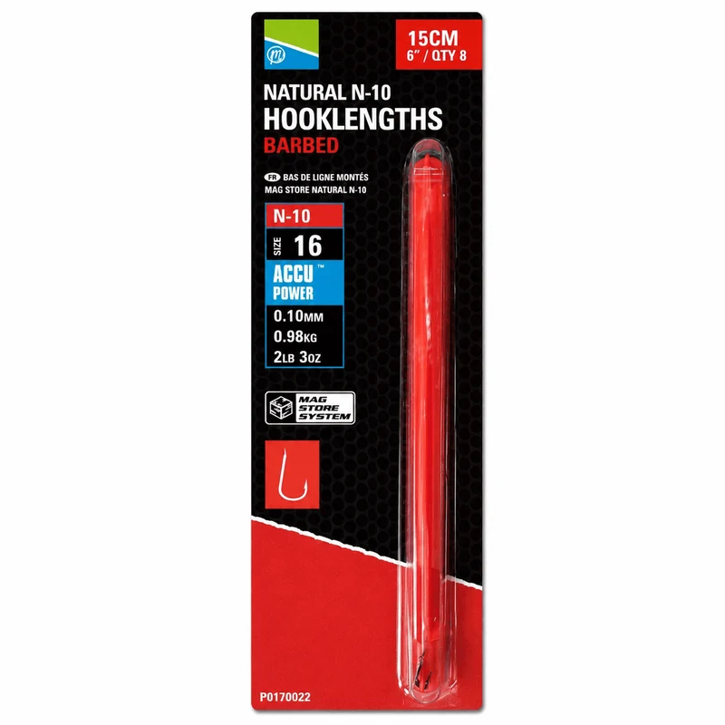 Natural N-10 Hooklengths Barbed 6" – 15 cm Onderlijnen met Weerhaak