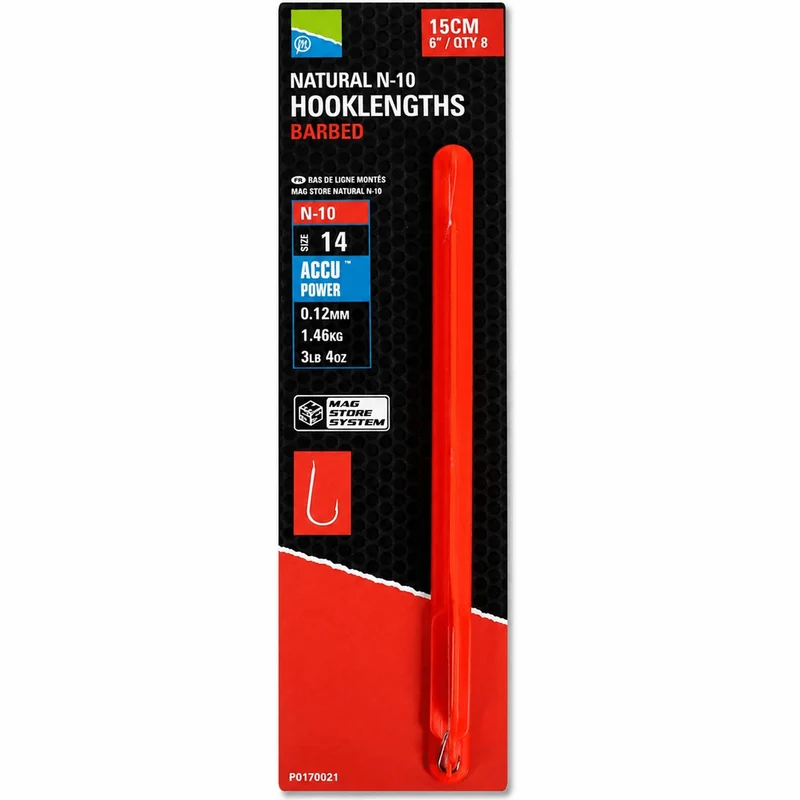 Natural N-10 Hooklengths Barbed 6" – 15 cm Onderlijnen met Weerhaak