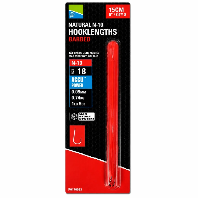 Natural N-10 Hooklengths Barbed 6" – 15 cm Onderlijnen met Weerhaak