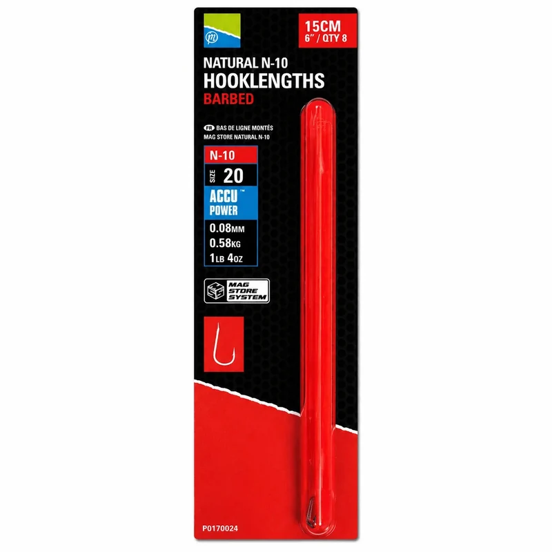 Natural N-10 Hooklengths Barbed 6" – 15 cm Onderlijnen met Weerhaak
