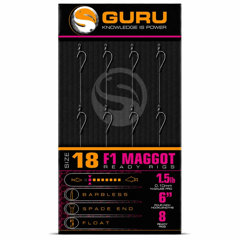 F1 Maggot Hook Barbless Rig 6" – 15 cm Onderlijnen zonder Weerhaak