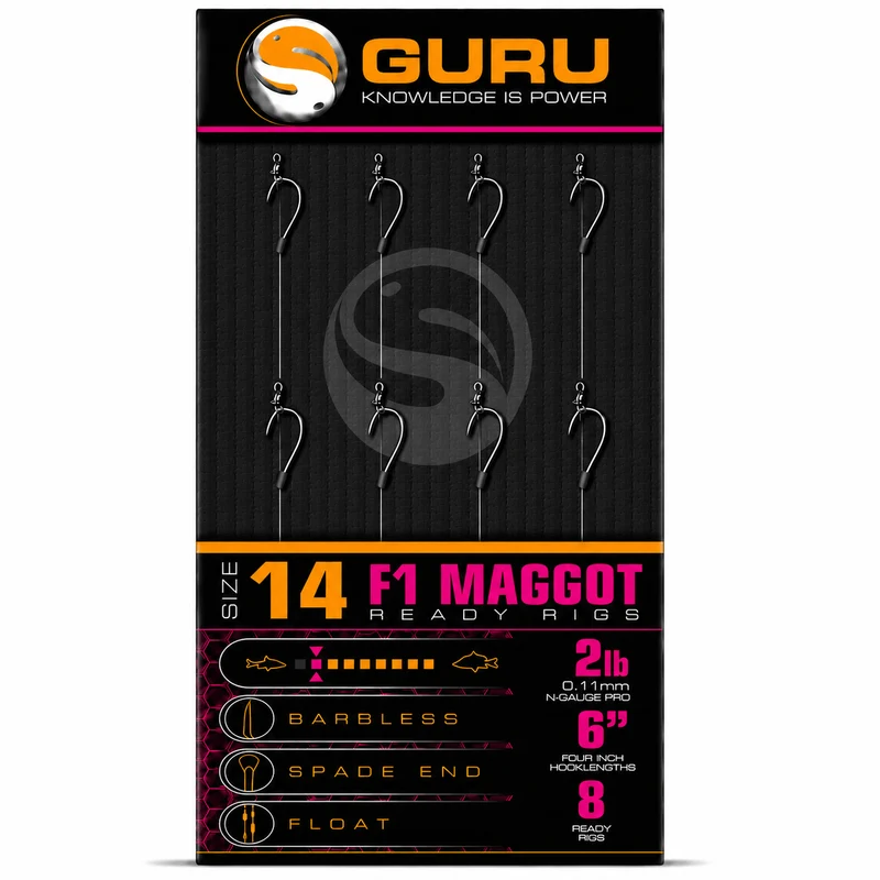 F1 Maggot Hook Barbless Rig 6" – 15 cm Onderlijnen zonder Weerhaak