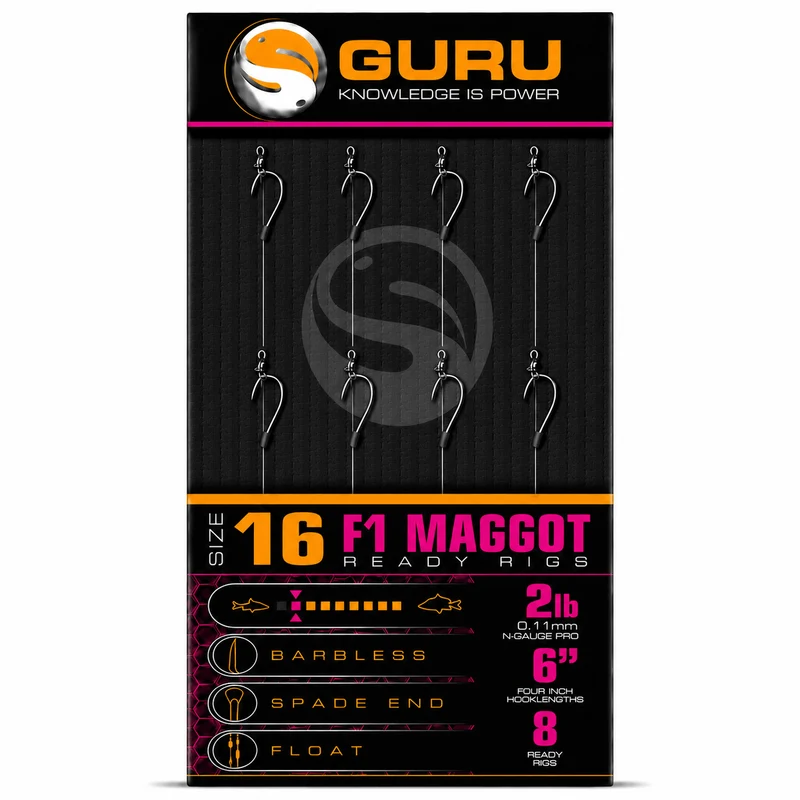 F1 Maggot Hook Barbless Rig 6" – 15 cm Onderlijnen zonder Weerhaak