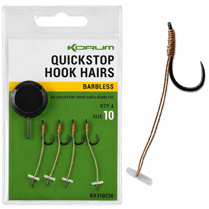 Quickstop Hook Hairs Barbless – Haken met Quickstop en zonder Weerhaak 🎁
