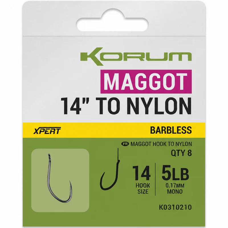 Xpert Maggot to Nylon 15cm Barbless – 15 cm Onderlijnen zonder Weerhaak - 🎁
