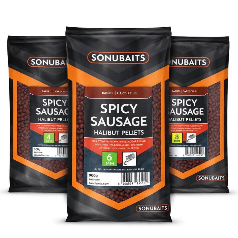 Spicy Sausage Halibut Pellets 900g – Halibutpellets met Pikante Worst-smaak