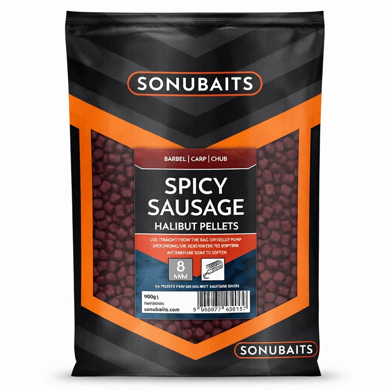 Spicy Sausage Halibut Pellets 900g – Halibutpellets met Pikante Worst-smaak