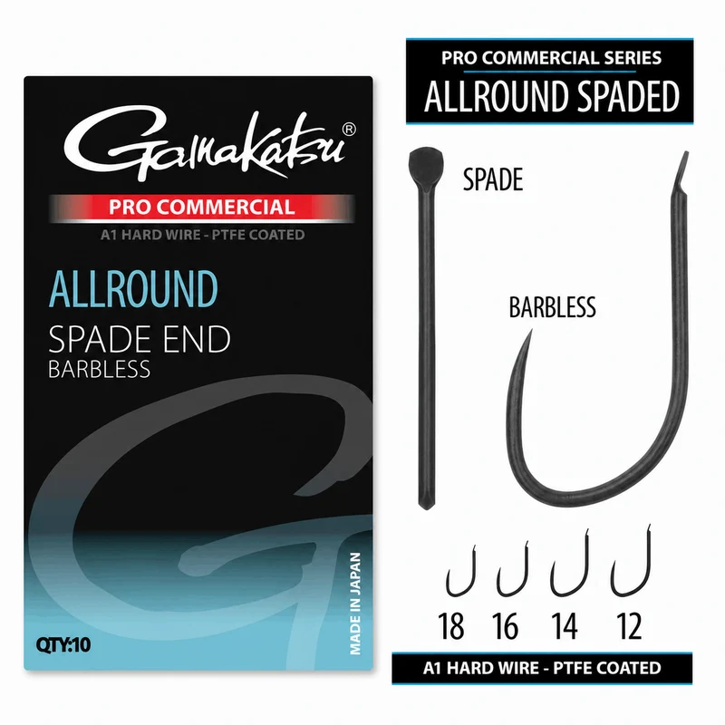 Pro Commercial Allround Spade End Barbless – Haak met Bled en zonder Weerhaak 💰