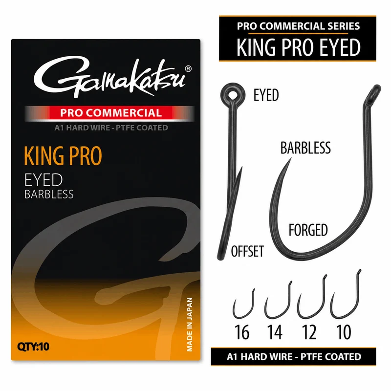 Pro Commercial King Pro Eyed Barbless – Haak met Oog en zonder Weerhaak
