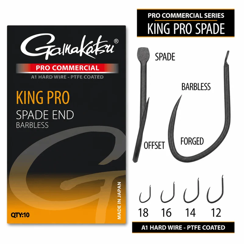 Pro Commercial King Pro Spade End Barbless – Haak met Bled en zonder Weerhaak 💰