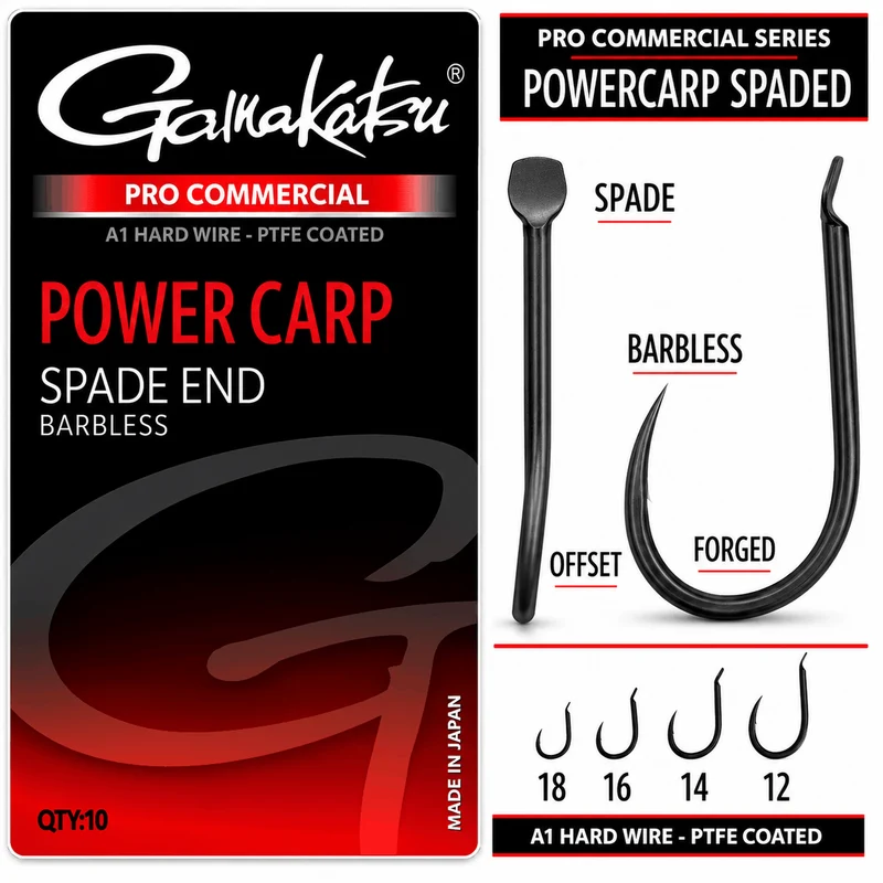 Pro Commercial Power Carp Spade Barbless – Haak met Bled en zonder Weerhaak 💰