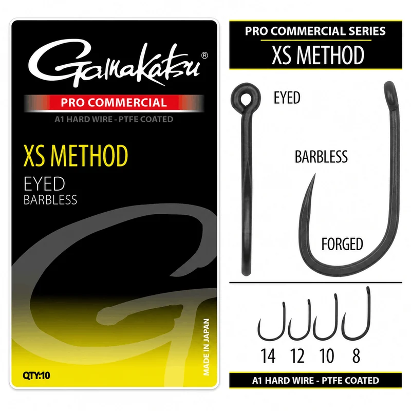 Pro Commercial XS Method Eyed Barbless – Haak met Oog en zonder Weerhaak