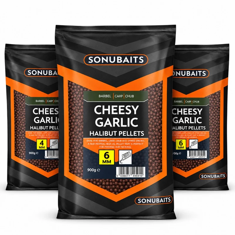 Cheesy Garlic Halibut Pellets 900g – Halibutpellets met Kaas- en Knoflooksmaak