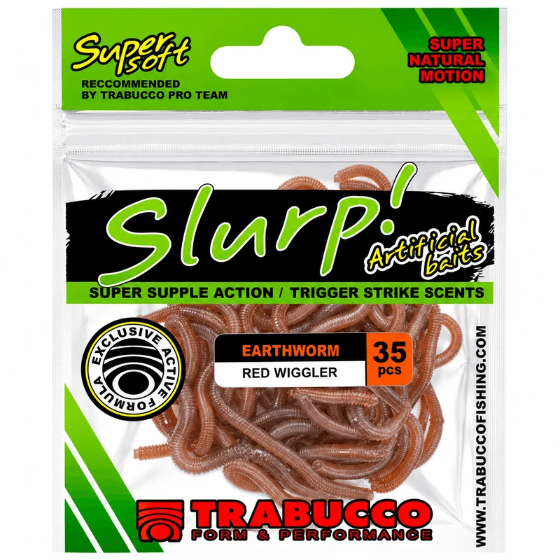 Slurp Bait Earthworm – Kunstmatige Regenwormen (35 Stuks)