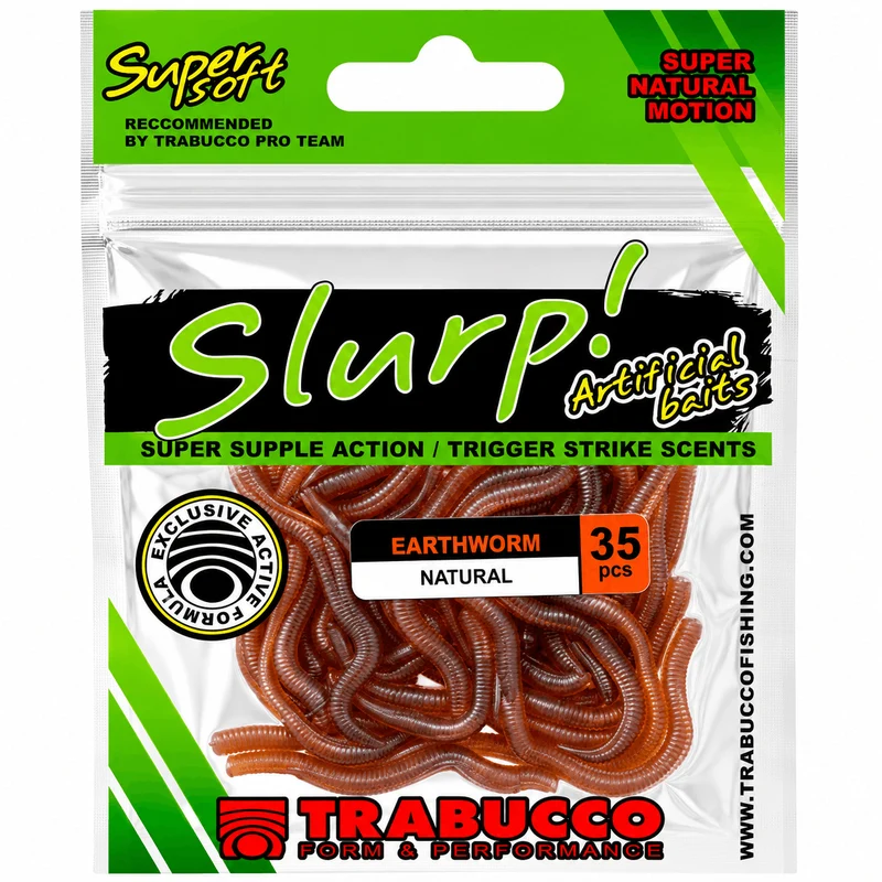 Slurp Bait Earthworm – Kunstmatige Regenwormen (35 Stuks)