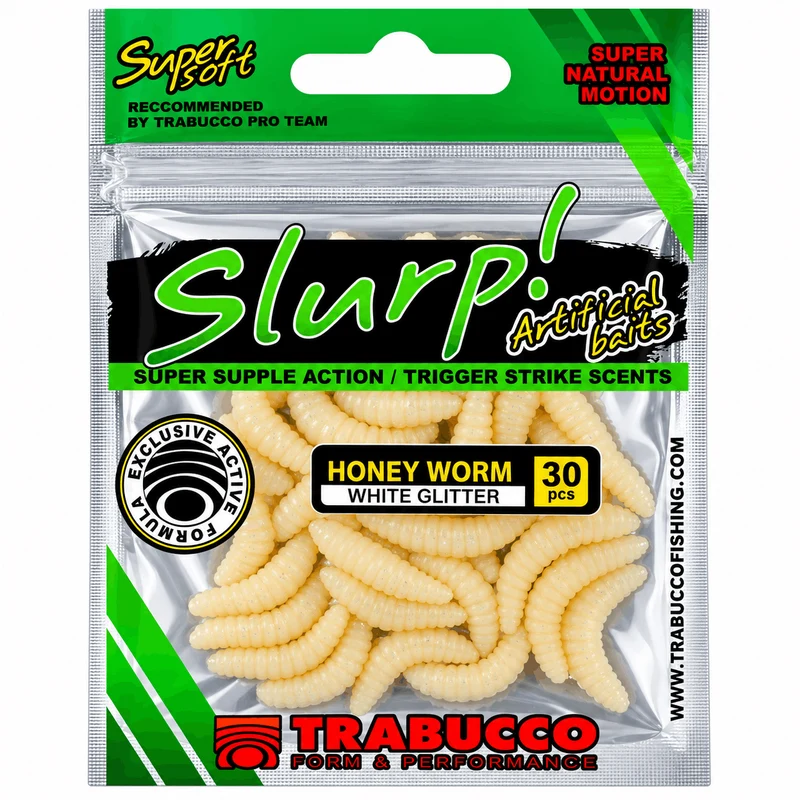 Slurp Bait Honey Worm Standard & XL – Kunstmatige Wasmotlarven 🎁