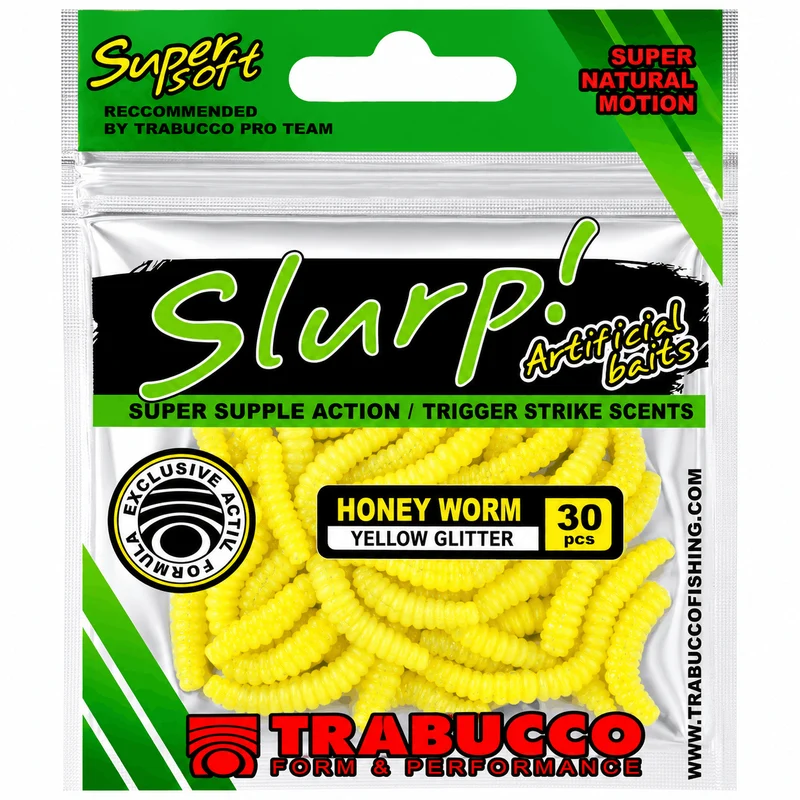 Slurp Bait Honey Worm Standard & XL – Kunstmatige Wasmotlarven 🎁