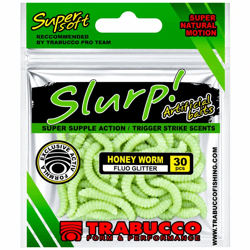 Slurp Bait Honey Worm Standard & XL – Kunstmatige Wasmotlarven 🎁