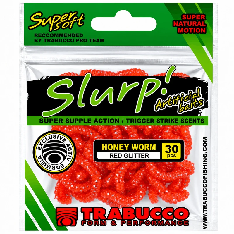 Slurp Bait Honey Worm Standard & XL – Kunstmatige Wasmotlarven 🎁