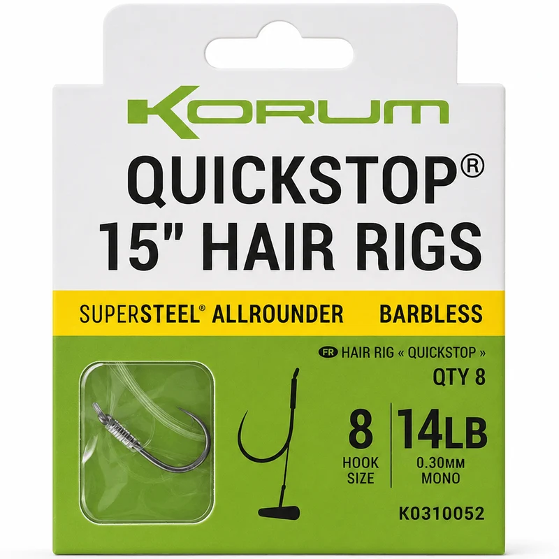 Supersteel Big Fish Quickstop Hair Rigs Barbless 15 Inch – 38 cm Onderlijnen met Quickstop en zonder Weerhaak