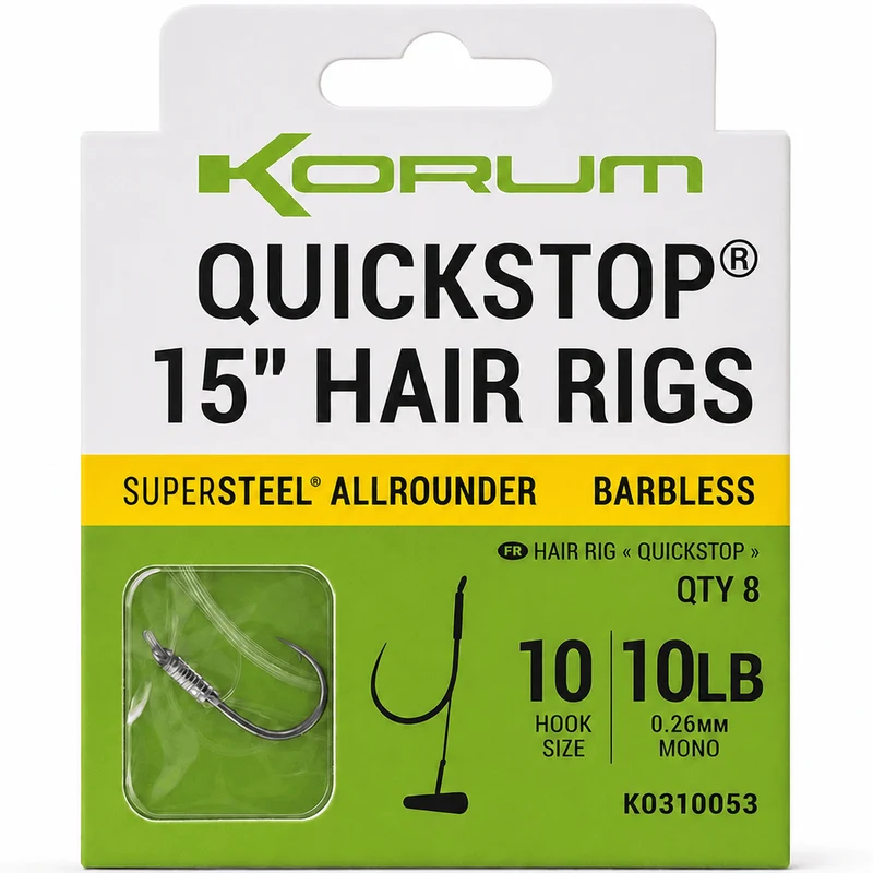 Supersteel Big Fish Quickstop Hair Rigs Barbless 15 Inch – 38 cm Onderlijnen met Quickstop en zonder Weerhaak