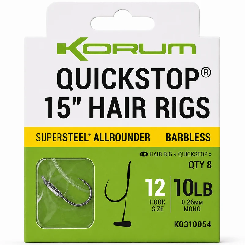 Supersteel Big Fish Quickstop Hair Rigs Barbless 15 Inch – 38 cm Onderlijnen met Quickstop en zonder Weerhaak