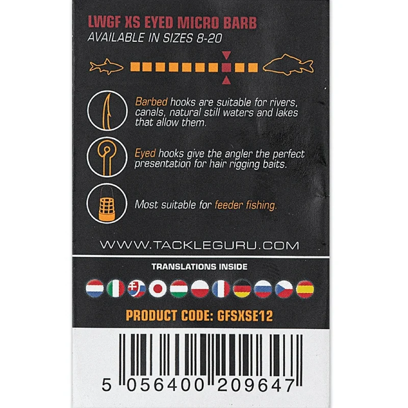 LWGF XS Micro Barb Eyed – Haak met Oog en met Weerhaak
