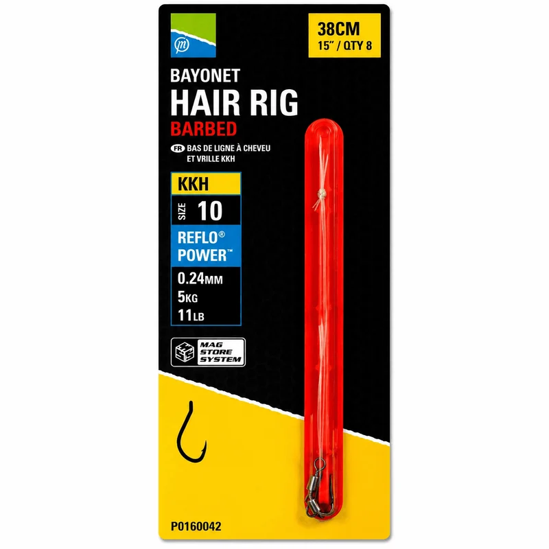 KKH Bayonet Barbed Hair Rig 4" & 15" – 10 en 38 cm Onderlijnen met Bayonet en met Weerhaak