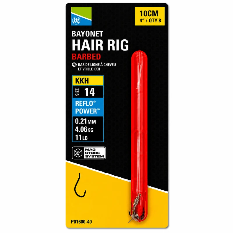 KKH Bayonet Barbed Hair Rig 4" & 15" – 10 en 38 cm Onderlijnen met Bayonet en met Weerhaak