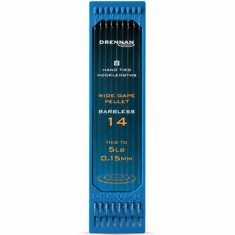 WIDE GAPE PELLET BARBLESS HOOKLENGTHS 6" – 15 cm Onderlijnen zonder Weerhaak