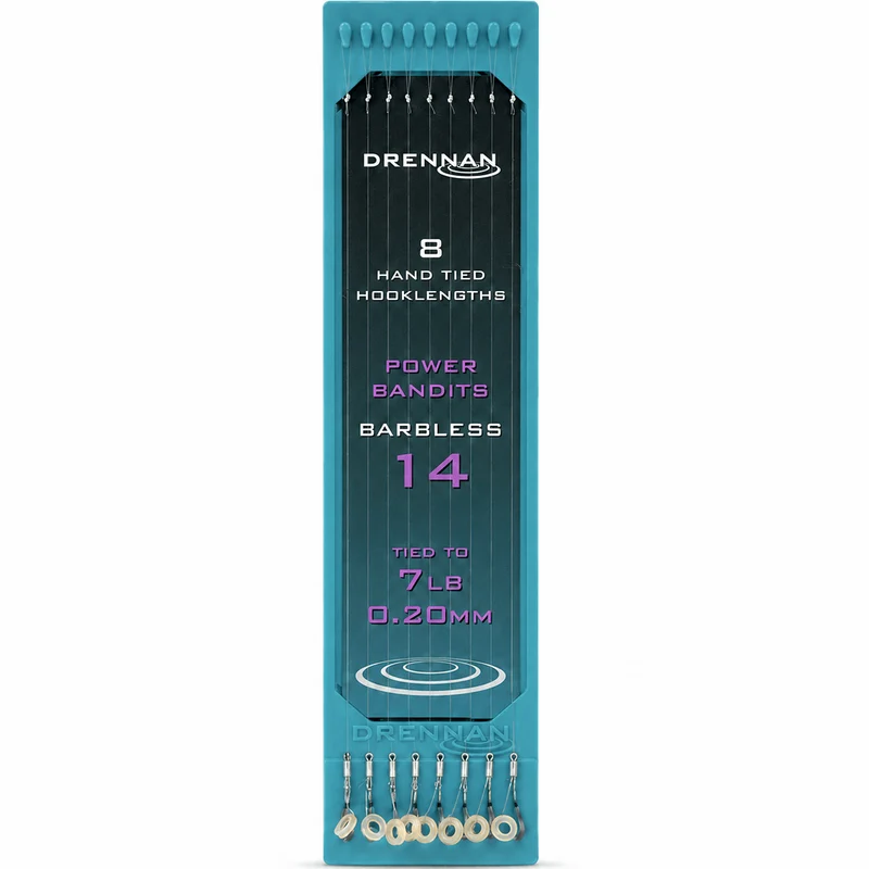 POWER BANDITS BARBLESS HOOKLENGTHS 6" – 15 cm Onderlijnen met Bait Band en zonder Weerhaak